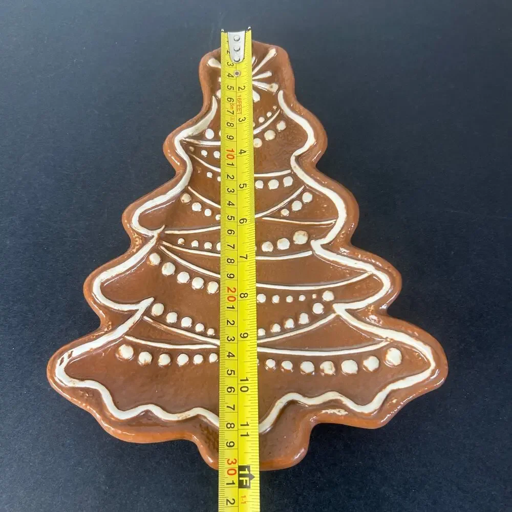 Pottery Barn Gingerbread Christmas Holiday Tree Platter 12 in. NEW Serving Plate